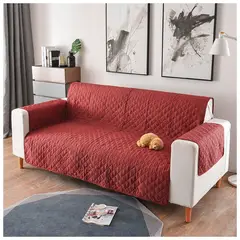 HAPPY BEAR - Forro Protector Sofá 2 Puestos Beige Vinotinto Microfibra