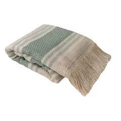 FATELARES - Manta Throw Galicia Crema Verde 130x180cm