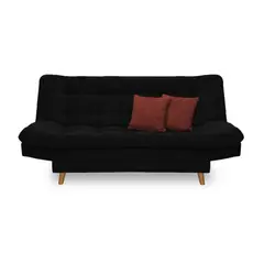 INDUSTRIAL BASESTILOS - Sofá Cama Moltochic Lino negro cojines vino patas metal