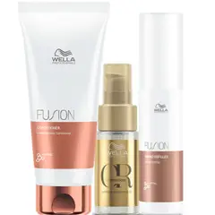 WELLA - Kit Fusion Reparación Amino Refiller + Acondicionador + Oleo