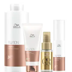 WELLA - Kit Fusion Shampoo Litro Acondicionador Amino Refiller Oleo