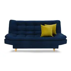 INDUSTRIAL BASESTILOS - Sofá Cama Moltochic Lino azu Osc cojines patas metálicas