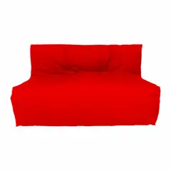 ESTILO RELAX - Sofa Puff En Cuerotex 2 Puestos - Rojo.