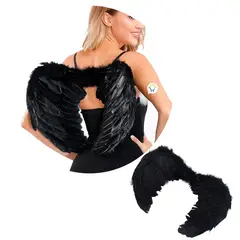 COMPRALOENCASA COM - Alas Ángel Medianas Negro Accesorio Halloween Niños AF-482