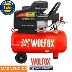 WOLFOX - Compresor Aire 24 LITROS 2.5 HP Profesional 2 Salidas DE Aire Wolfox.