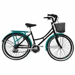 SFORZO - Bicicleta Playera Rin 26 18 Cambios Negro Aguamarina