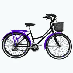 SFORZO - Bicicleta Playera Rin 26 18 Cambios Negro Morado