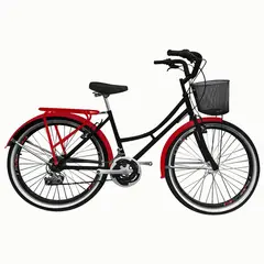SFORZO - Bicicleta Playera Rin 26 18 Cambios Negro Rojo