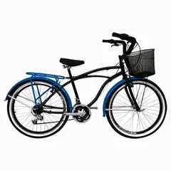 SFORZO - Bicicleta Playera Hombre Rin 26 18 Cambios Negra Azul