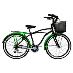 SFORZO - Bicicleta Playera Hombre Rin 26 18 Cambios Negra Verde