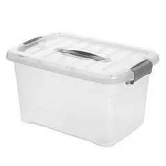 ENERGY PLUS - Caja organizadora plástica transparente con tapa 10 Litros Gris
