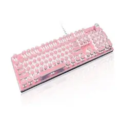 GENERICO - Teclado Gamer Mecanico Teclas redondas RGB Rosado Obsequio