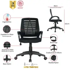 MUEBLESYA - Silla de Oficina Ergonomica Betulia Marco Negro Base Nylon