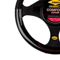SIMONIZ - Forro Timón Microperforado Full Equipo Negro-Rojo