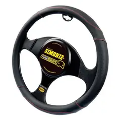 SIMONIZ - Forro Timón Microperforado Full Equipo Costura Roja