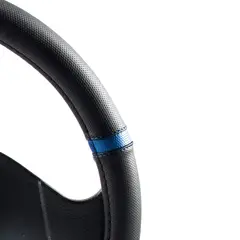 SIMONIZ - Forro Timón Microperforado Full Equipo Negro con Líneas Azules