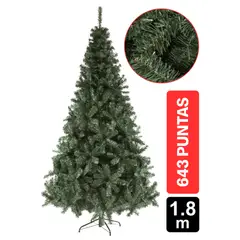 GIO HOME - Arbol de Navidad Pino Cascada 1.80m Verde 643 Ramas