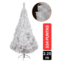GIO HOME - Arbol de Navidad Pino Siberiano 2.25m Blanco 534 Ramas