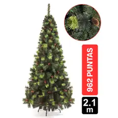 GIO HOME - Arbol de Navidad Pino York 210m Verde 962 Ramas