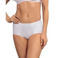 LEONISA - Panty clásico de control suave con toques de encaje en abdomen