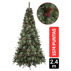 GIO HOME - Arbol de Navidad Pino Sterling 2.40m Verde 1574 Ramas