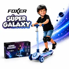 FOXER - Monopatin scooter interactiva para niños extra fina + kit de proteccion