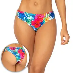 PRAIE - Panty de Vestido de Baño 1318B3 Flores Fucsia Descaderado