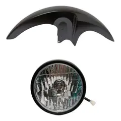 GENERICO - Farola Moto Akt Nkd 125 + Guardabarro Delantero Negro