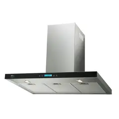 FISCHER - Campana Pared Acero Panel Vidrio Negro Digital 90 cm Infinity Fischer.