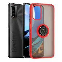 GENERICO - Funda Case Mate Protector Anillo Compatible Xiaomi Redmi 9T Rojo