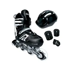 BLADERUNNER - Patines Semiprofesionales Kit Blades Con Protecciones XS 27 Ajustables a 30 Negro