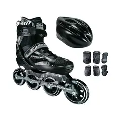 CANARIAM - Combo Patines Roller Team Con Protecciones S Gris