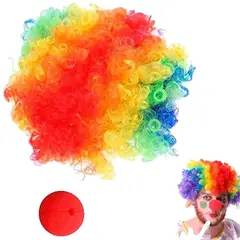 GENERICO - Peluca Nariz Payaso Colores Halloween Disfraz Fiestas