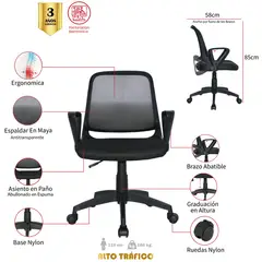 MUEBLESYA - Silla de Oficina Ergonomica Garzon Marco Negro Base Nylon