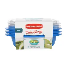 RUBBERMAID - Set Envases Plástico X3 Portcomidas Divisor 555ml