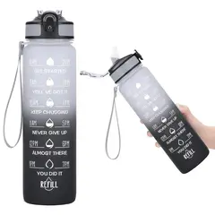 MULTIPLACE COLOMBIA - Botilito botella para agua 1 litro motivacional libre bpa Negro