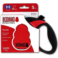 KONG COMPANY - Correa Retráctil Perros Kong Terrain Medium Rojo Hasta 30Kg