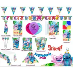 GENERICO - Kit piñata stitch y angel decoracion completa
