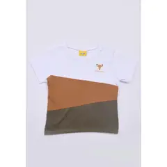 BABY PLANET - Camiseta Blanca En Bloques Para Bebe Niño