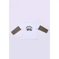 BABY PLANET - Camiseta Blanca Manga Larga Estampada Para Bebe Niño