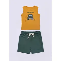 BABY PLANET - Conjunto De Camiseta Amarilla Y Bermuda Para bebé niño