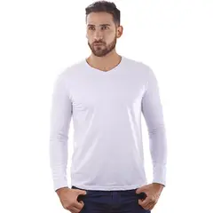 BOCARED - Camiseta Color Para Hombre Manga Larga Cuello V  Básica Kurt H.