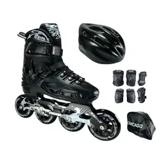 CHICAGO - Combo Patines Magic Con Proteccion Y Maleta L Negro