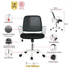 MUEBLESYA - Silla de Oficina Ergonomica EL PITAL Base Blanca