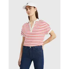 TOMMY HILFIGER - Polo De Rayas Rojas Y Corte Amplio para Mujer