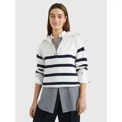 TOMMY HILFIGER - Saco Amplio De Rayas Con Cierre Para Mujer