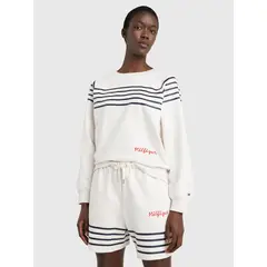 TOMMY HILFIGER - Saco Blanco De Rayas Con Mangas Raglán Para Mujer