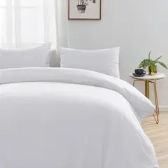 HAPPY BEAR - Set Duvet Plumon King Y Juego de Sabanas Microfibra Blanco Liso