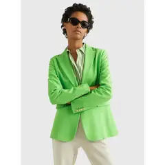 TOMMY HILFIGER - Blazer Verde de Corte Clasico Con Botonadura Sencilla para Mujer