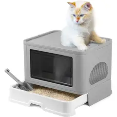 GENERICO - Caja de arena plegable para gatos con tapa